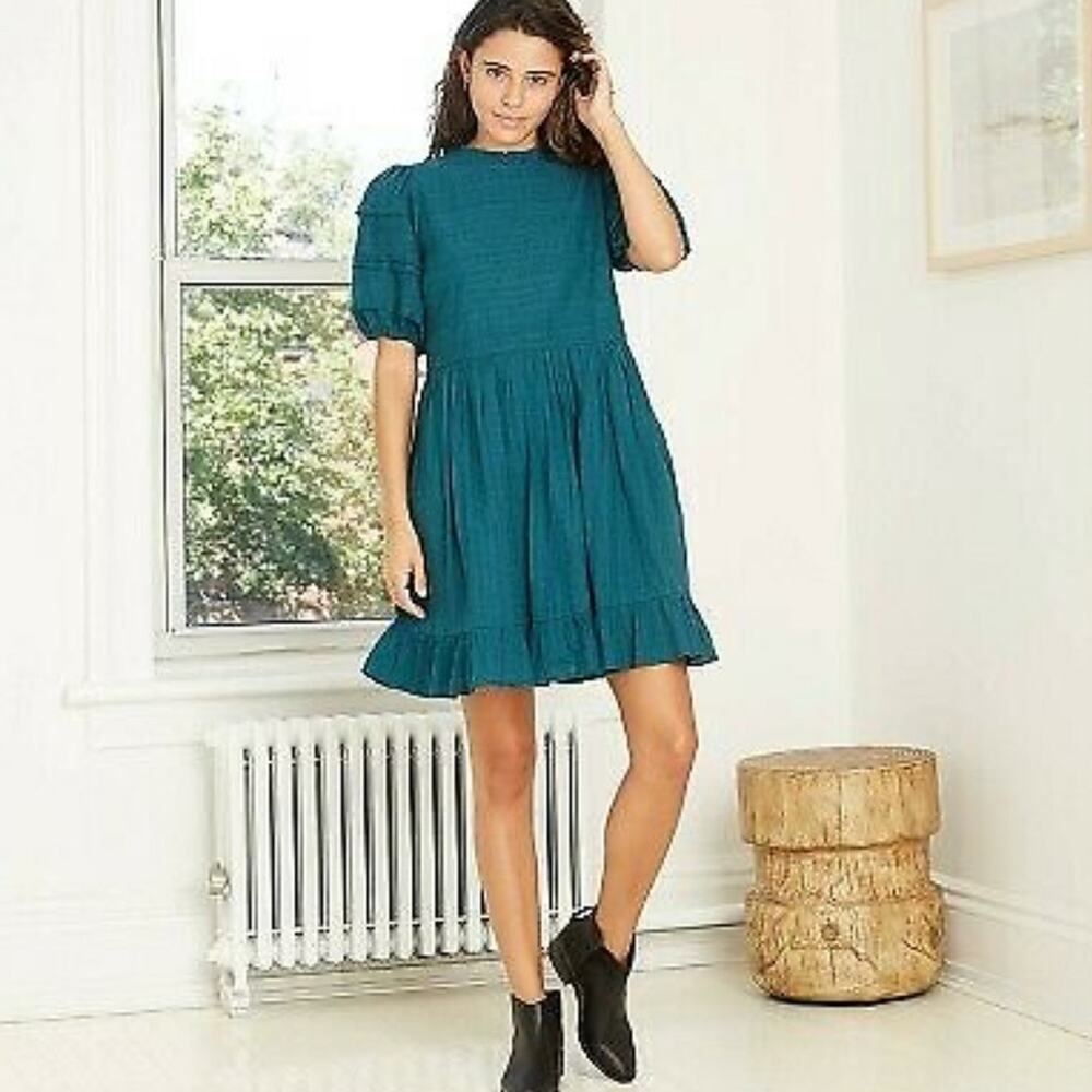 Universal Thread Blue Cotton Boho Dress Women's Size Medium NWT
